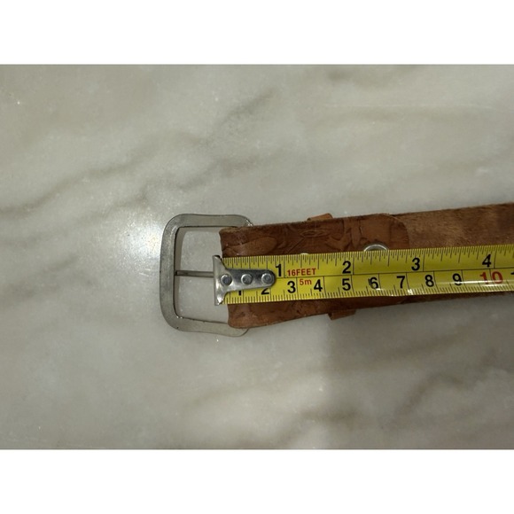 Vintage Belt Tooled Leather Fish Western Belt "BOB" 36 USA - Picture 10 of 11